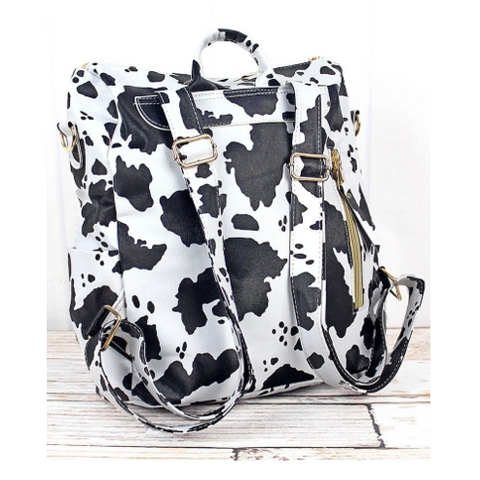 Womens Fashion Backpack - Cow Pattern