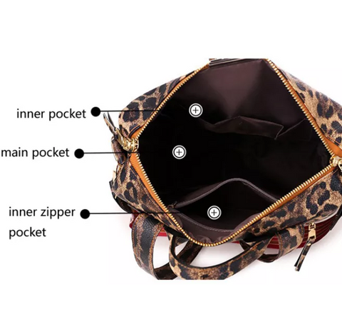 Womens Fashion Backpack - Leopard Pattern