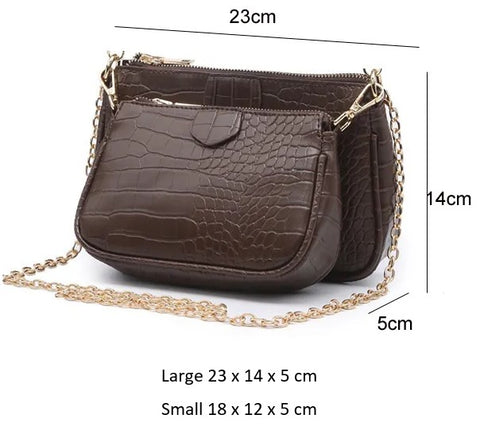 Womens Designer Fashion Small Shoulder Bag / Purse Set - 3 in 1