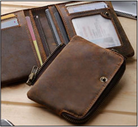 Mens Premium Genuine Leather Wallet with Detachable Coin Pouch