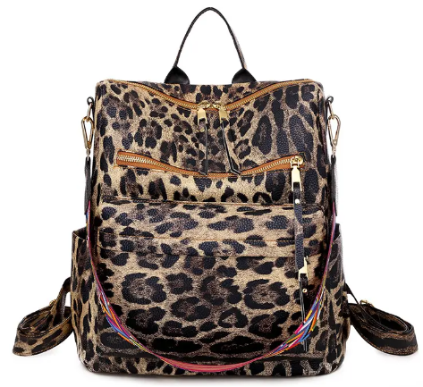 Womens Fashion Backpack - Leopard Pattern