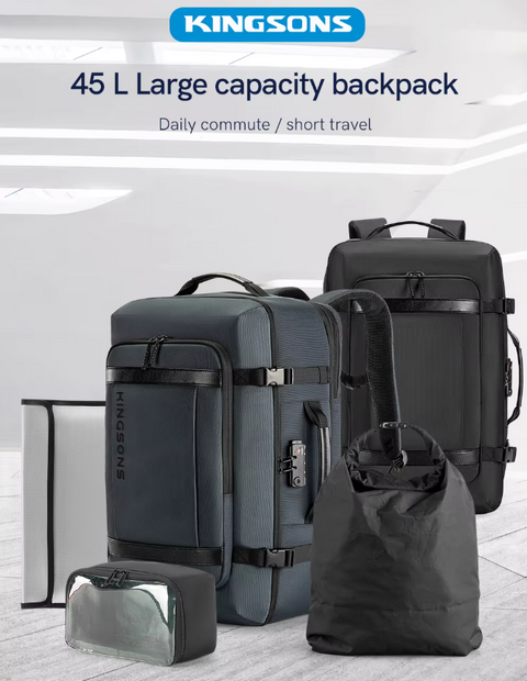 Kingsons Lockable Expandable Travel Backpack with Free Extras