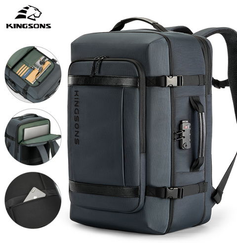 Kingsons Lockable Expandable Travel Backpack with Free Extras