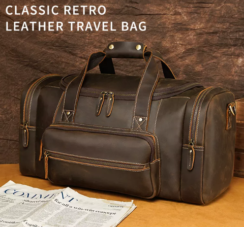 Classic Style Cows Hide Leather Duffel Bag