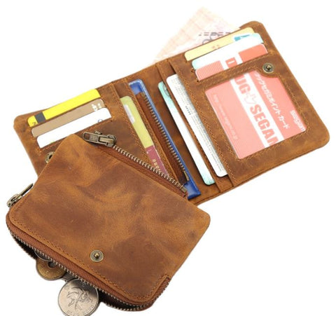 Mens Premium Genuine Leather Wallet with Detachable Coin Pouch