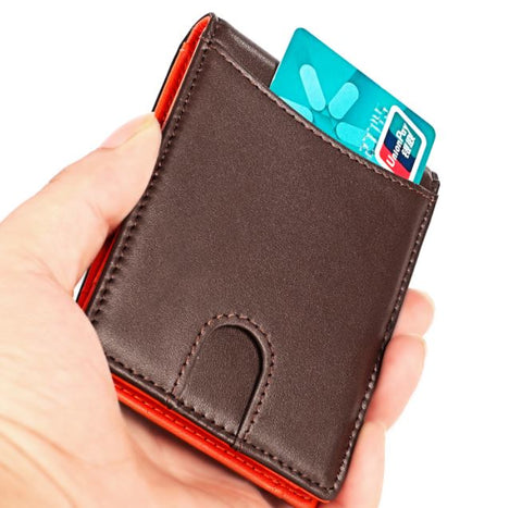 Mens Genuine Leather Money Clip Style Wallet